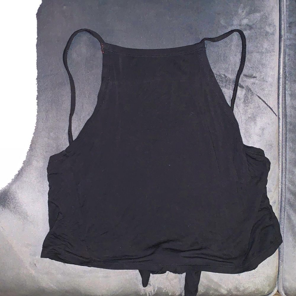 Black crop top with cute tie back detailing from American Eagle